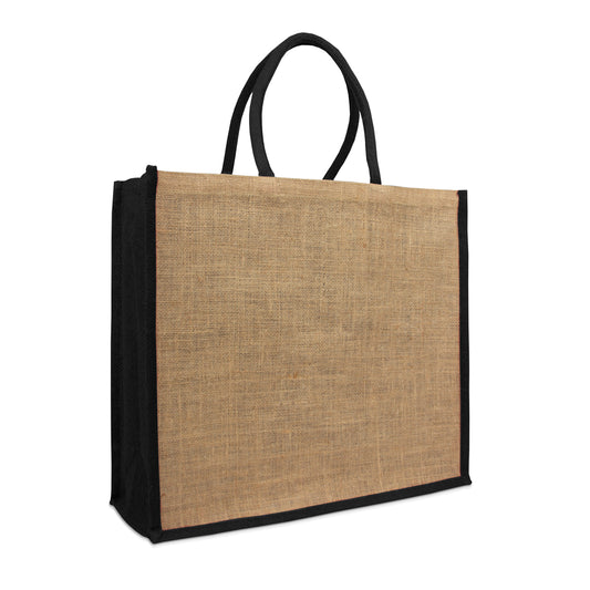 Jute Taschen natur mit farbigen Henkeln und Seitenfalten, 4 Farbkombinationen